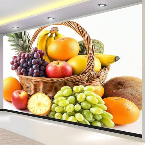 Fototapete Obst Tapete 200 x 140 cm (WxH) Fototapeten Schlafzimmer Wohnzimmer Moderne 3D Effekt Wandtapete Obst Vliestapete Wand Dekoration Poster Foto Tapeten q4382