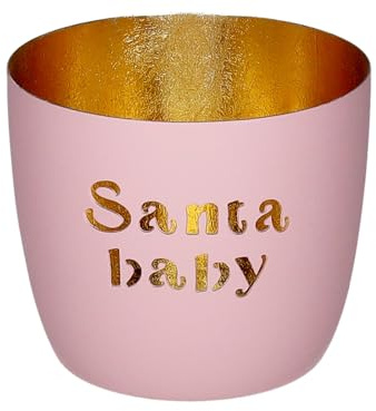 Giftcompany Madras Windlicht M Santa Baby rosa/Gold 8,5cm
