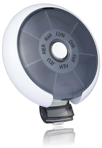 Kafeiya Pilulier Semainier Français, Pilulier Journalier 7 Jours,Pilulier Rond,Sans BPA,Portable Pilulier pour Voyage Médicaments Vitamines Comprimés(Noir)