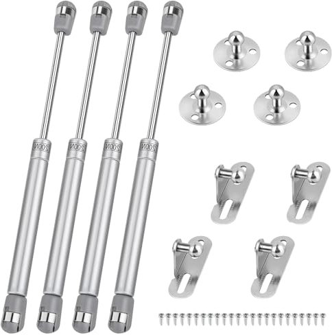 4 Pcs Gas Spring, 200N Pistons for Kitchen Doors Cabinet Door Hinges Lift Up for Kitchen Furniture Cupboard Wardrobe Soft Close Lid Support