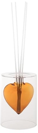 Diffusore Fragranza con Fiore 51710 Profumatore Ambiente Vetro Trasparente Cuore Ambra 14cm Brandani