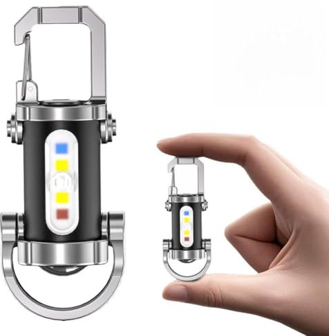 1200LM Super Bright Mini Keychain Flashlight, 2025 New Waterproof Keychain Flashlight, 3 in 1 Powerful Mini Flashlight with Power Bank & 7 Modes for Outdoor, Camping