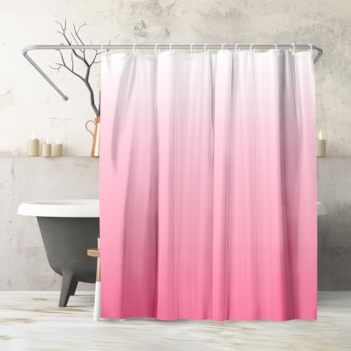 Americanflat Duschvorhang 180x200 cm, Rosa mit Farbverlauf, 100% Polyester & Wasserabweisend, Badewanne Vorhang mit Metallösen & 12 Dusch Vorhang Ringen, Duschvorhänge für das Badezimmer