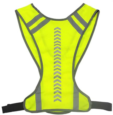 Reflektorweste Damen Herren Adjustable Warnweste mit Reflektierenden Streifen für Fahrrad Laufen Joggen Atmungsaktive Sicherheitsweste mit Grünem Pfeildesign Nachtsichtbare Laufweste Motorradweste