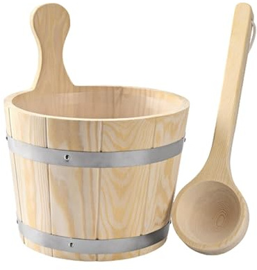Sauna Bucket and Ladle Set Sturdy Wood Sauna Barrel for Hotel Sauna Room SPA