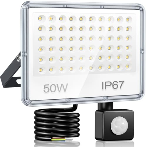 YIQIBRO 50W LED Strahler mit Bewegungsmelder Außen für Garten - 1 Stück