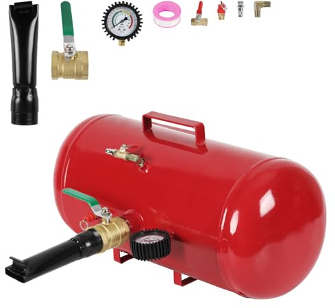 Peviasot Reifen Booster 20L, Auto-Luftkompressor, Druckluftgerät mit Sicherheitsventil, max. 10 bar, für PKW, LKW, Traktoren und mehr, in Rot, inkl. Zubehör