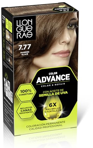 Llongueras Color Advance Tinte Pelo Mujer - Tono 7.77 Marrón Glace | Coloración Permanente, 100% Cobertura Incluso En Canas Resistentes, Calidad Profesional, 6 veces más brillo y fortaleza