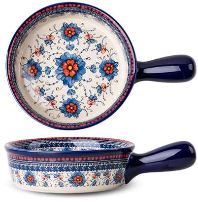 MIATTCLD Soup Bowls with Handle - 21oz Ceramic French Onion Soup Crocks, Stackable Soup Bowl Oven Safe for Chili, Beef Stew, Cereal,Casseroles Microwave & Dishwasher Safe (Boho 4)