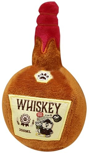 Dog Squeaky Toys 3x6 Inch Whiskey Bottle Plush Dog Toy, Interactive Chew Toys for Small Dogs - Relieve Anxiety, Teething, and Keep Them Busy for Puppy