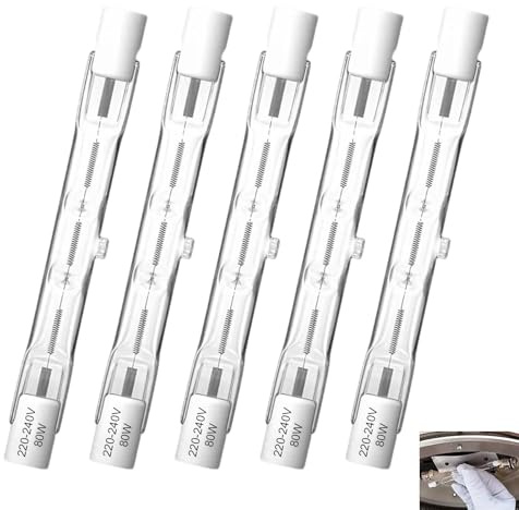 5 Piezas Bombilla Halógena R7S 80W 78mm, Bombilla R7s Lineal Regulables 230V 2800K Blanco Cálido 1200LM, Barra Halógena Lineal para Iluminación de Jardines, Lámparas Pie Eficiencia Energética G
