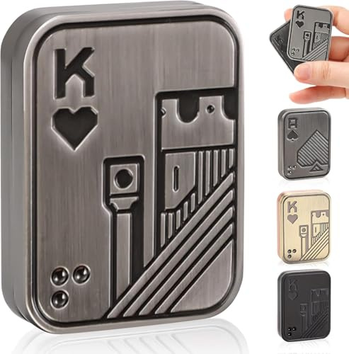 Bufccy Fidget Slider, Poker Hand Spinner Toy, Stress abbauen (Silber K) | Magnetische Metall Push Card, Fidget Clicker für Erwachsene Jugendliche, EDC-Gadgets Spielzeug für Freund, Ehemann und Vater