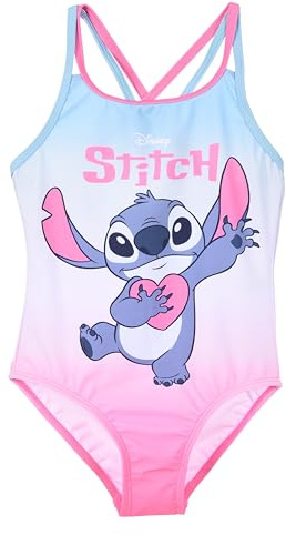 Disney Lilo & Stitch - Bañador de una pieza para niña de verano para playa y piscina, secado rápido, 116-152, Rosa., 116