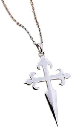LKBEADS Minimalistische Santiago-Kreuz-Halskette aus 925er Sterlingsilber mit 45,7 cm langer Ankerkette, silberplattiert, bedeutungsvoller Schmuck | LKD_3DM_00880
