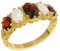 Englisch Damen-Ring solide 9 Karat Gold Gelbgold Granat & Opal - Verfügbare Größen : 50 bis 64