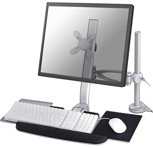 Newstar FPMA-D1020KEYB Desk Mount (clamp) for a Monitor (10-24 Screen), Keyboard & Mouse (Height Adjustable) - Silver