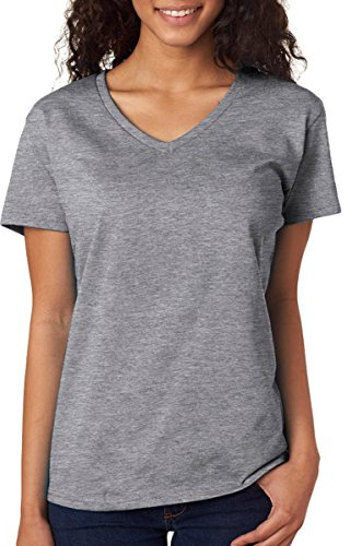 Gildan Heavy Cotton Ladies' V-Neck Tee (Sport Grey) (S) (US)