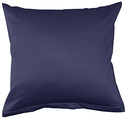 Lorena Uni Classic Mako-Satin Kissen Bezug einfarbig Baumwolle (Marine, 40 cm x 40 cm)