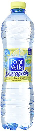 Font Vella Sensación Limón, Agua con sabor limón y lima sin calorías, 6 botellas de 1.25 litros