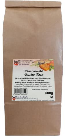 Räucherteufel Räuchermehl-Mischung Buche/Erle, Körnung 1-8mm, 500g