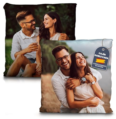 Cojín Personalizado con Foto y Texto con Relleno Incluido. Regalos San Valentín Pareja Hombre. Cojines Originales Sofá. Día de la Madre. Almohadas Personalizadas. Presente Dia dos Namorados. 45x45cm