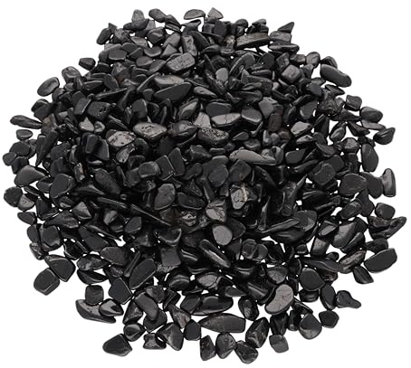 Schwarzer Turmalin Schörl Mini Trommelsteine 300 g Edelsteine Heilsteine | Inkl. Edelsteinkarte | 3-8 mm Durchmesser | 100% naturbelassen