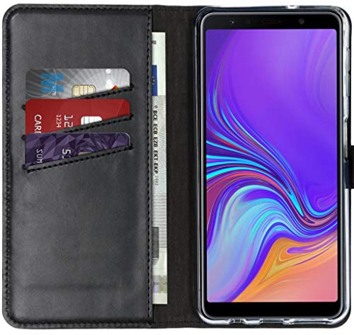 SELENCIA Klapphülle aus Echtleder - Geeignet für Samsung Galaxy A7 (2018) - Schwarz