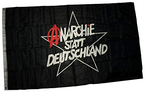 Anarchie Statt Deutschland - Fahne, Farbe: Schwarz mit Ösen, Maße: ca. 150 x 90 cm