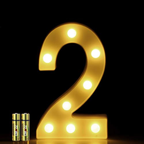 HONPHIER® LED Nummer Licht 3D Nummer Lampe Buchstaben Lichter Alphabet Lampe LED Brief Beleuchtung Buchstabe Licht Beleuchtete Buchstaben Nachtlichter Dekoration für Geburtstag Party (2)