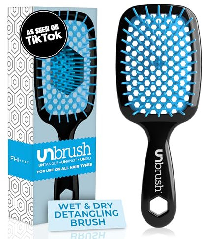 FHI Heat UNbrush Entwirrungsbürste für schmerzfreies Bürsten auf allen nassen oder trockenen Haartypen – langlebige DuoFlex antistatische Borsten, leichter Griff, belüftete Haarbürste, Ocean