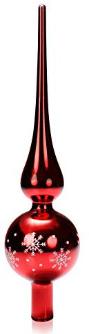 com-four® Weihnachtsbaumspitze glänzend - Christbaumspitze aus echtem Glas für Weihnachten - Tannenbaumspitze für den Christbaum, 28 cm