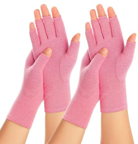 SUPERFA 2 Pairs Compression Gloves for Women and Men, Bamboo Arthritis Fingerless Gloves for Pain Relief
