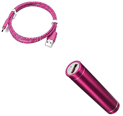 Pack Batterie pour Samsung Galaxy S20 FE Smartphone Type C (Cable Tresse 3m + Batterie Chargeur Externe) Android 2600mAh (Rose)