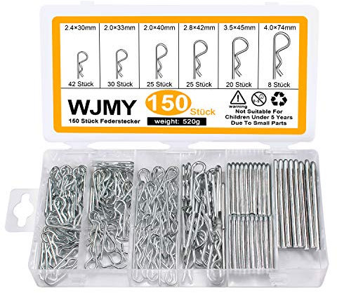 Split Pins Cotter Pin R Clip Assortment Kit Retaining Spring Hitch (150 Pcs)