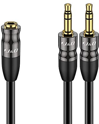 J&D Cable Adaptador de Audio 3,5 mm a 2x3,5 mm, Carcasa de Cobre Chapada en Oro, TRS Hembra a 2x TRS Macho, Divisor en Y Estéreo, Para Altavoz Auriculares PC Computadora Portátil,0,6 Metro