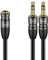 J&D Cable Adaptador de Audio 3,5 mm a 2x3,5 mm, Carcasa de Cobre Chapada en Oro, TRS Hembra a 2x TRS Macho, Divisor en Y Estéreo, Para Altavoz Auriculares PC Computadora Portátil,0,6 Metro