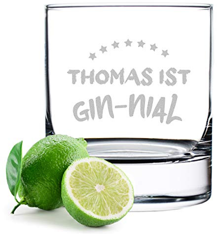 polar-effekt Tonic Ginglas graviert mit Spruch - Geschenk für Männer und Frauen Trinkglas Cocktailglas personalisiert Genuss - Sommergetränk 320 ml - Spruch Du bist Gin-nial