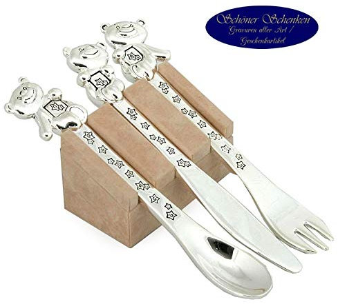 Das niedliche Kinderbesteck - Babybesteck Twinkle - Versilbert mit Gravur