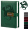 Dragon Leder-Tagebuch, Hardcover Notizbuch, verriegeltes nachfüllbares Tagebuch, liniertes/blankes Papier, Schreibjournals mit Zahlenschloss für Männer, Frauen, Kind (grün)