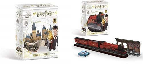University Games 7565 Harry Potter Hogwarts Castle 3D Puzzle & 7635 Harry Potter Hogwarts Express Set 3D Puzzle