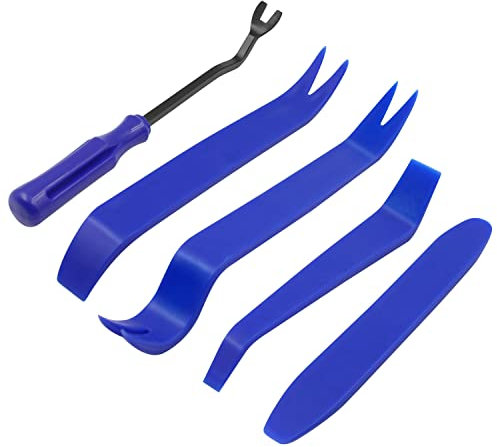 Abnaok Trim Removal Tool, 5 Pcs Plastic Pry Tools Fastener Removal Tool Car Trim Removal Tools for Auto Car Door Audio Panel Trim Removal Dashboard Removal (Blue)