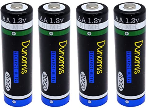 4pk Dunamis 1.2v AA 2000mAh NiMH Rechargeable Batteries - HIGH POWER Suitable for Digital Cameras, Bluetooth Headsets, XBOX Controllers & High Drain Devices etc. (AA 2000mAh, 4 Pack)