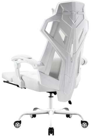 GTPLAYER Silla Gaming Reposapiés Oficina Gamer Silla Escritorio Ergonómica Ordenador con Altura Ajustable Reposabrazos Sincronizado y Cojín Lumbar Engrosado Respaldo Reclinable(Blanco)