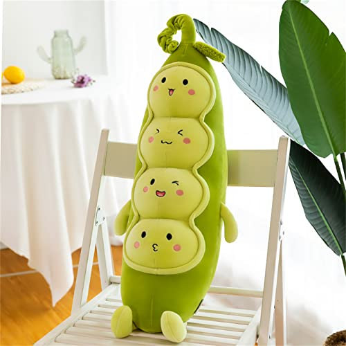 EXQUILEG Erbse Einer Schote Plüschtier, Kuscheltier Groß XXL,Plüsch Spielzeug Dekokissen,Plüsch Spielzeug Erbsen Gefüllte Erbsenschote Kissen Puppe (Hellgrün,70cm)