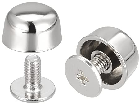 sourcing map 10Set Schraube Rückennieten Hohl gebogen Kopf 10x6mm Silberton | Leder