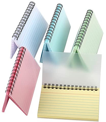 5 Pack Flash Cards, 250 Sheets Index Cards 5x3 Ruled Spiral Bound Revision Record Cards Cue Cards for Office Meeting, School Learning, Memory, Sticky Note