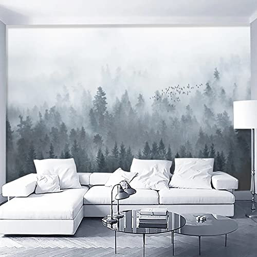 XTSWallpaper Fumée Arbres Paysages 400X280Cm Papier Peint Photo 3D Optique Trompe L Oeil | Déco Mural Tableaux Muraux Photo Mural Décor Motif Poster Géant Stickers Muraux Optique Fond Effet