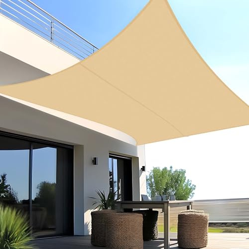 SUNNY GUARD Sonnensegel Wasserdicht 3x3.5m Rechteckig Sonnenschutz Wetterschutz Segel Baldachin UV Schutz für Balkon Terrasse Garten, Sand