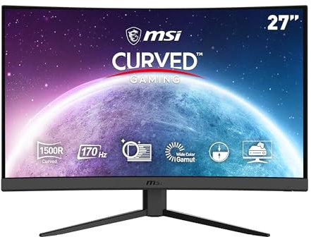 MSI G27C4 E2 Écran PC Gaming Incurvé 27 FHD - Dalle VA 1500R, 1920x1080, 170Hz / 1ms, 16:9, FreeSync Premium - DisplayPort 1.2a, HDMI 1.4b