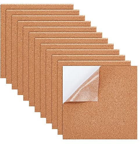 BENECREAT 30 x 15x15 cm Quadratische, Selbstklebende Korkplatten, Mini-Wandkorktafel Mit Selbstklebender Rückseite Für Die Wanddekoration, Party Und DIY Bastelbedarf, 1 mm Dick